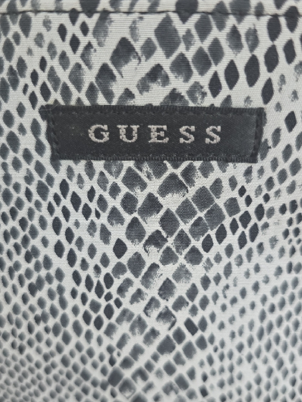 Vintage Guess Y2K Snakeskin Print Canvas Shoulder Bag Grey Black - Picture 2 of 6